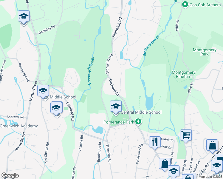 map of restaurants, bars, coffee shops, grocery stores, and more near 304 Orchard Street in Greenwich