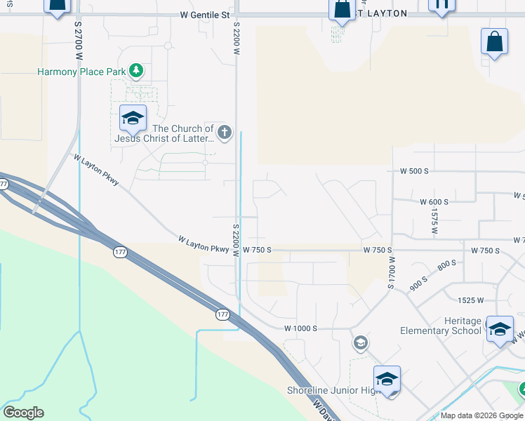 map of restaurants, bars, coffee shops, grocery stores, and more near 621 South Sugar Pine Drive in Layton