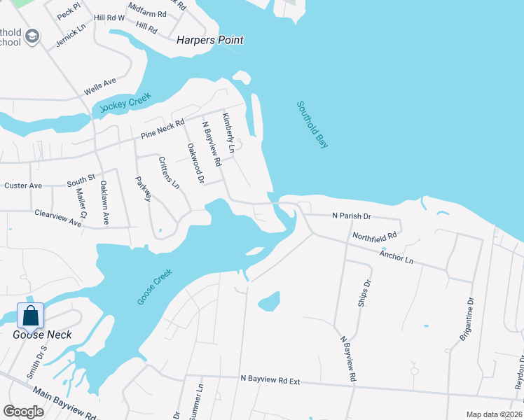 map of restaurants, bars, coffee shops, grocery stores, and more near 1980 North Bayview Road in Southold
