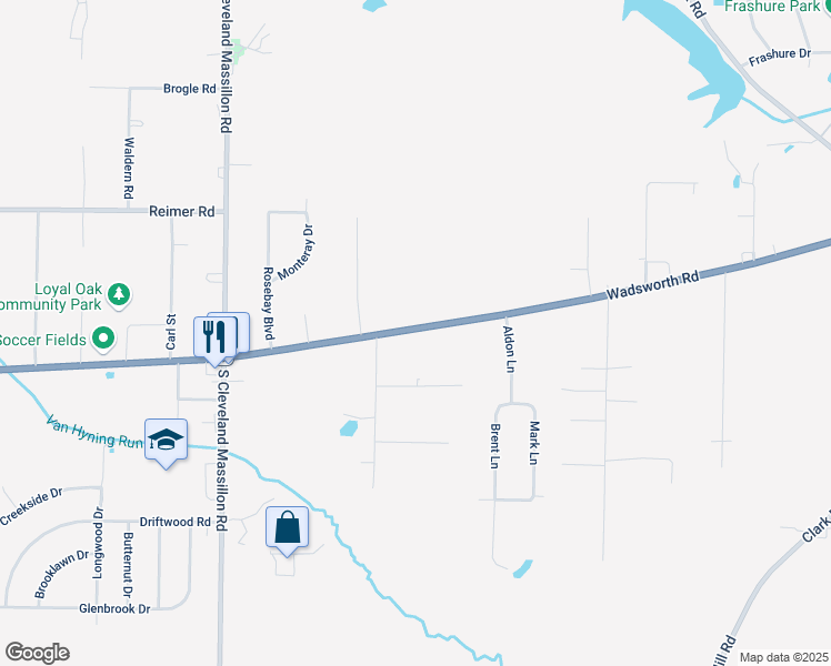 map of restaurants, bars, coffee shops, grocery stores, and more near 2840 Wadsworth Road in Norton