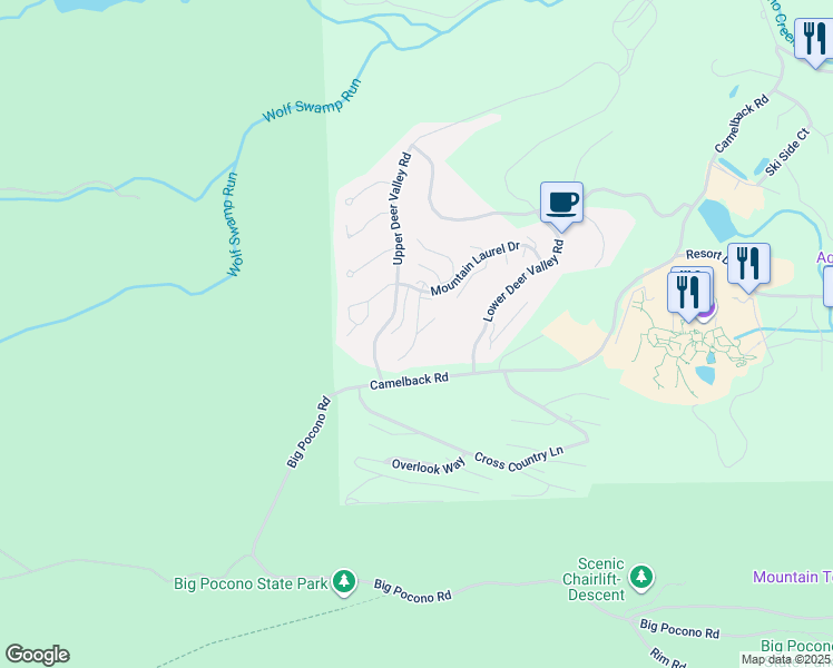 map of restaurants, bars, coffee shops, grocery stores, and more near 418 Oak Court in Tannersville