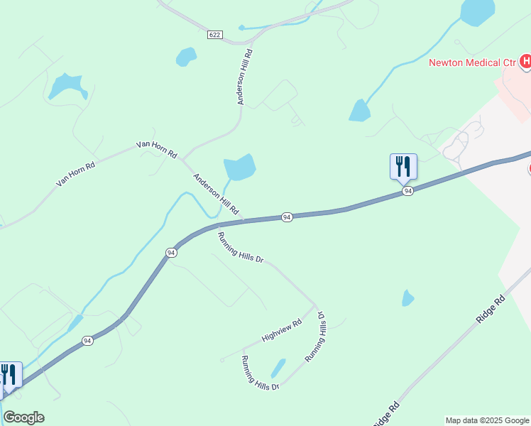 map of restaurants, bars, coffee shops, grocery stores, and more near 340 New Jersey 94 in Newton