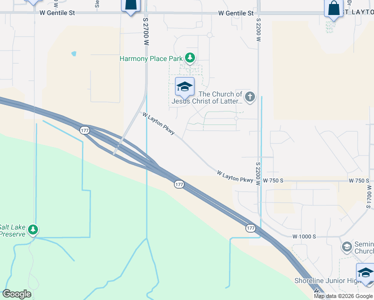 map of restaurants, bars, coffee shops, grocery stores, and more near 2491 West 525 South Street in Layton