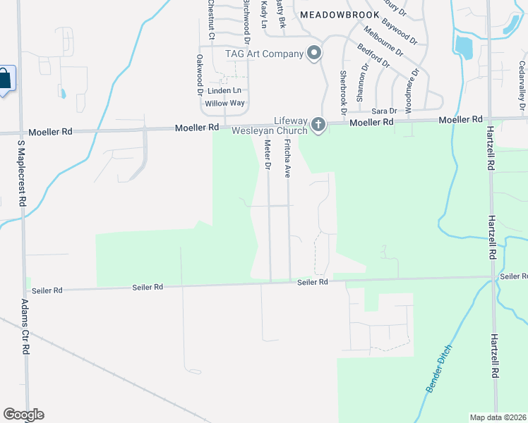 map of restaurants, bars, coffee shops, grocery stores, and more near 3826 Meter Drive in Fort Wayne