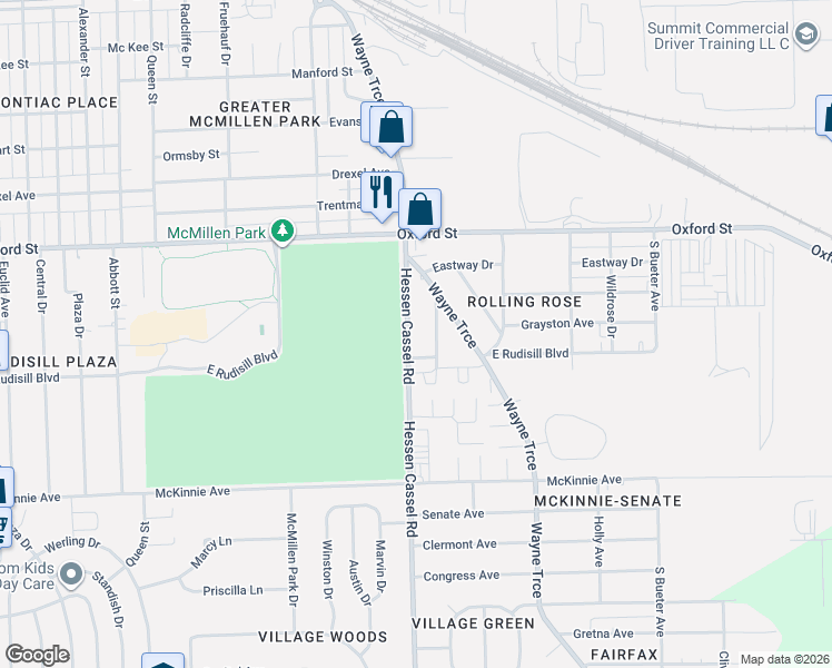 map of restaurants, bars, coffee shops, grocery stores, and more near 3631 Hessen Cassel Road in Fort Wayne