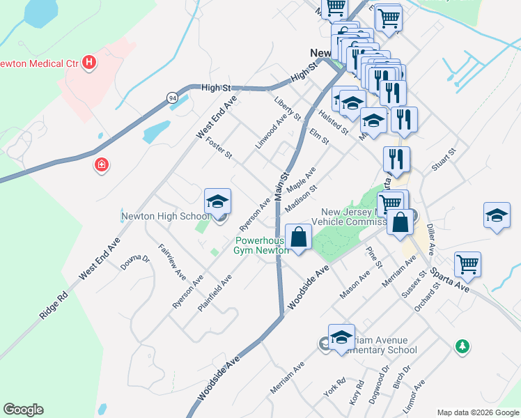 map of restaurants, bars, coffee shops, grocery stores, and more near 5 Ashford Street in Newton