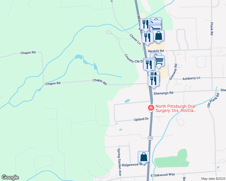 map of restaurants, bars, coffee shops, grocery stores, and more near 1304 Chapin Road in New Castle
