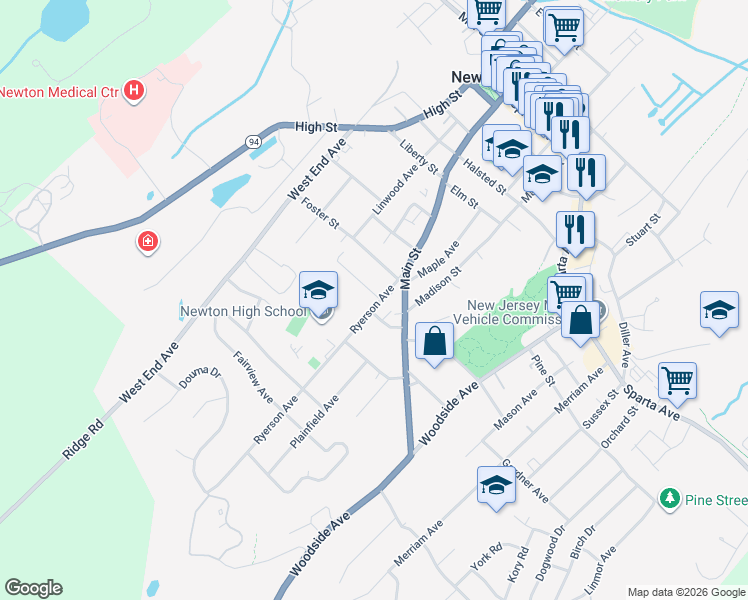 map of restaurants, bars, coffee shops, grocery stores, and more near 5 Ashford Street in Newton