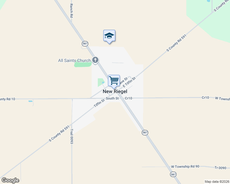 map of restaurants, bars, coffee shops, grocery stores, and more near in New Riegel