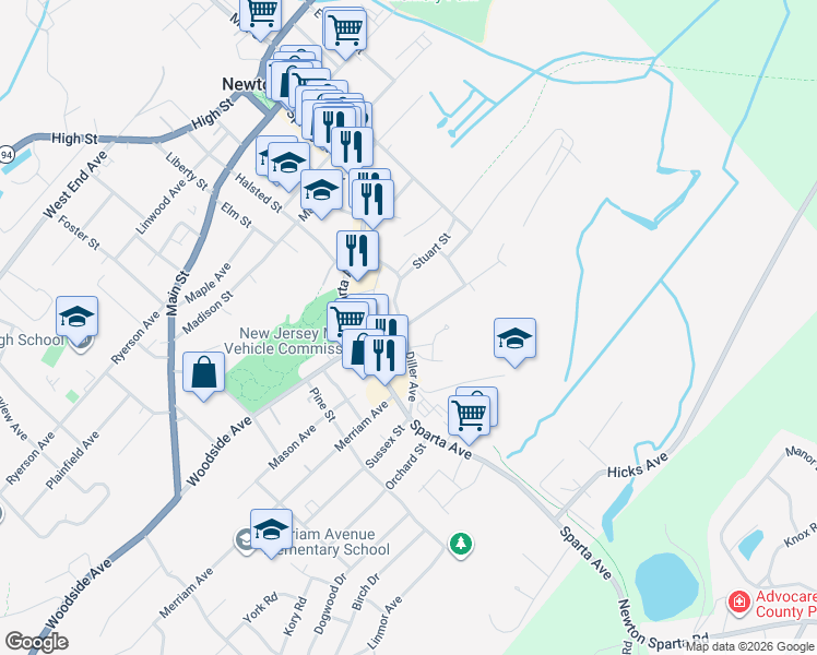 map of restaurants, bars, coffee shops, grocery stores, and more near 22 Diller Avenue in Newton