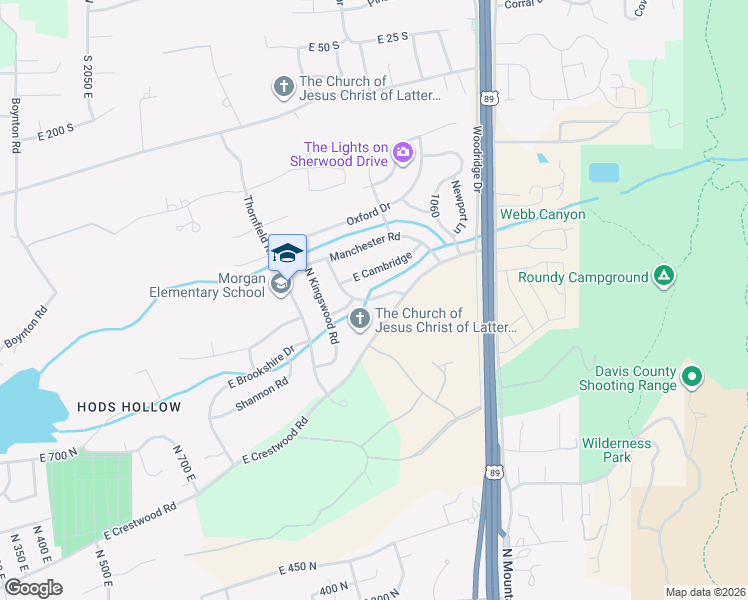 map of restaurants, bars, coffee shops, grocery stores, and more near 1057 East Bedford Drive in Kaysville