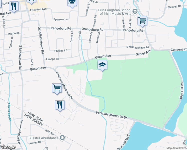map of restaurants, bars, coffee shops, grocery stores, and more near 520 Gilbert Avenue in Pearl River