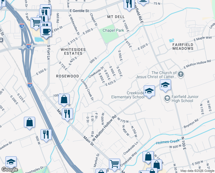 map of restaurants, bars, coffee shops, grocery stores, and more near 864 East 625 South in Layton