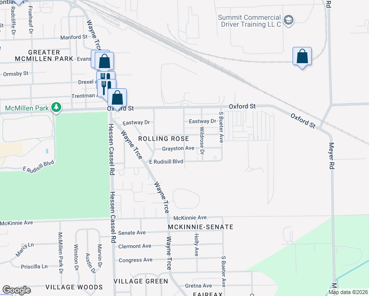 map of restaurants, bars, coffee shops, grocery stores, and more near 3798 Eastrowe St in Fort Wayne