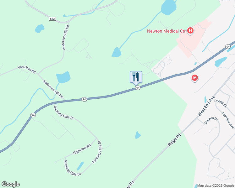 map of restaurants, bars, coffee shops, grocery stores, and more near 318 New Jersey 94 in Newton