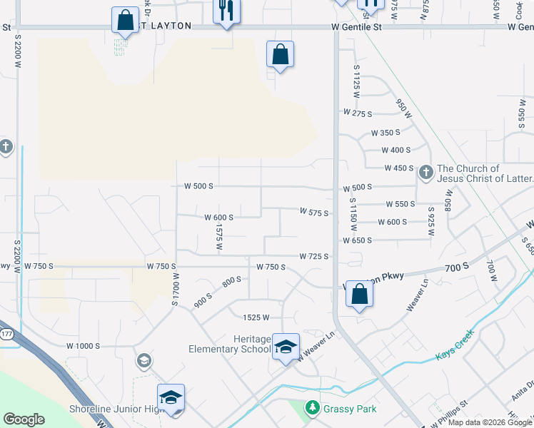 map of restaurants, bars, coffee shops, grocery stores, and more near 1378 West 575 South in Layton