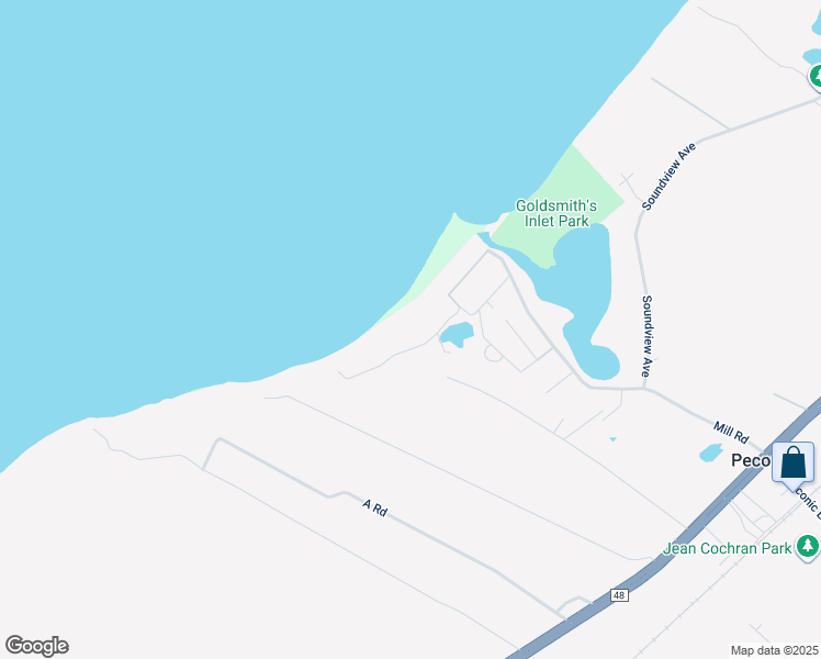 map of restaurants, bars, coffee shops, grocery stores, and more near 430 Salt Marsh Lane in Peconic