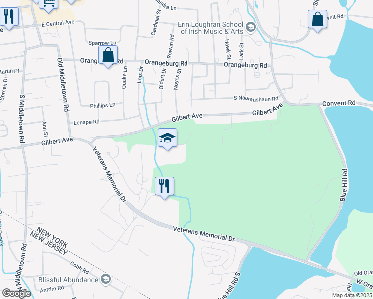 map of restaurants, bars, coffee shops, grocery stores, and more near 520 Gilbert Avenue in Pearl River
