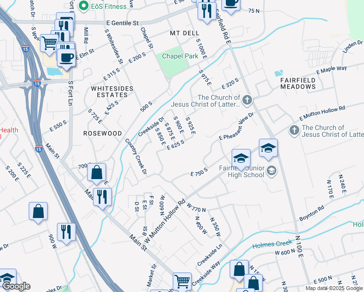 map of restaurants, bars, coffee shops, grocery stores, and more near 886 East 625 South in Layton