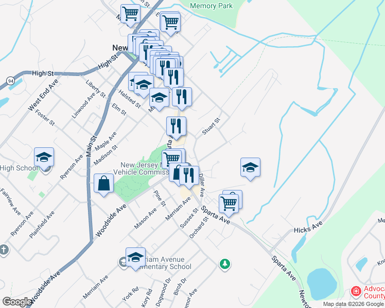 map of restaurants, bars, coffee shops, grocery stores, and more near 22 Diller Avenue in Newton
