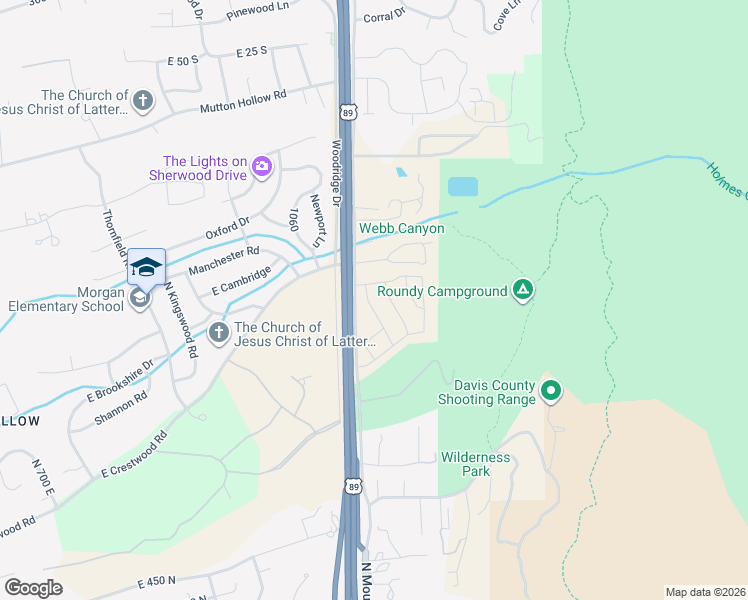 map of restaurants, bars, coffee shops, grocery stores, and more near 1048 North Kensington Heights in Kaysville