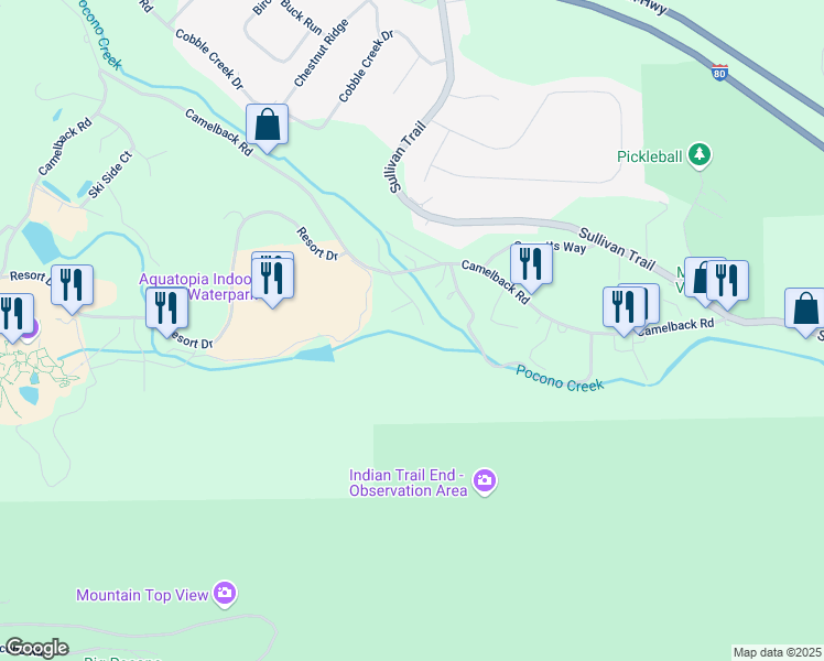map of restaurants, bars, coffee shops, grocery stores, and more near 20 Ridge Drive in Tannersville