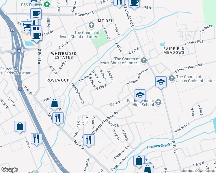 map of restaurants, bars, coffee shops, grocery stores, and more near 886 East 625 South in Layton