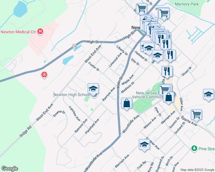 map of restaurants, bars, coffee shops, grocery stores, and more near 5 Ashford Street in Newton