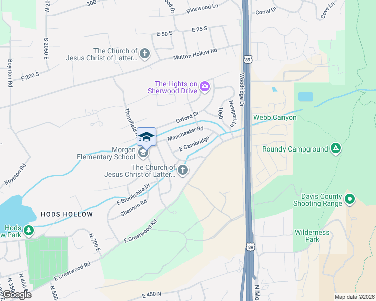 map of restaurants, bars, coffee shops, grocery stores, and more near 1075 East Bedford Drive in Kaysville