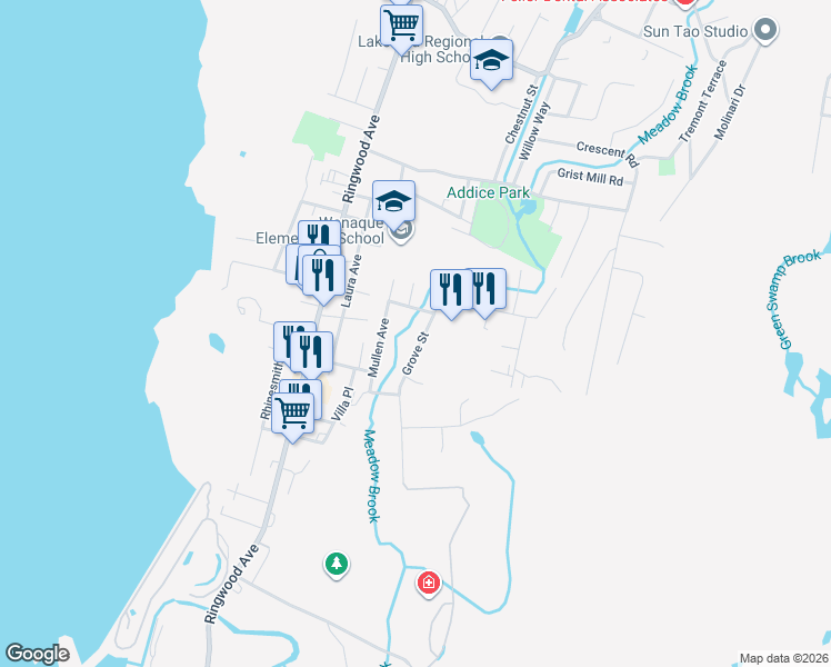 map of restaurants, bars, coffee shops, grocery stores, and more near 16 Grove Street in Wanaque
