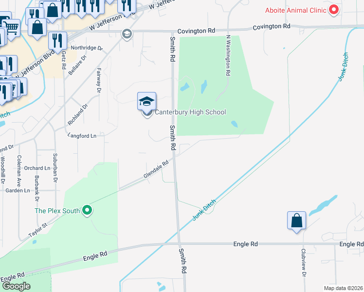 map of restaurants, bars, coffee shops, grocery stores, and more near 3401-3599 Saint Alban Court in Fort Wayne