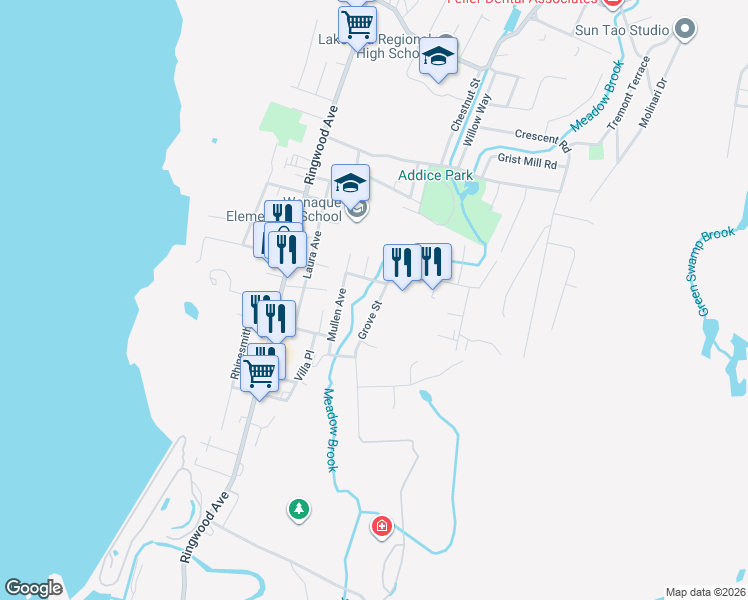 map of restaurants, bars, coffee shops, grocery stores, and more near 16 Grove Street in Wanaque