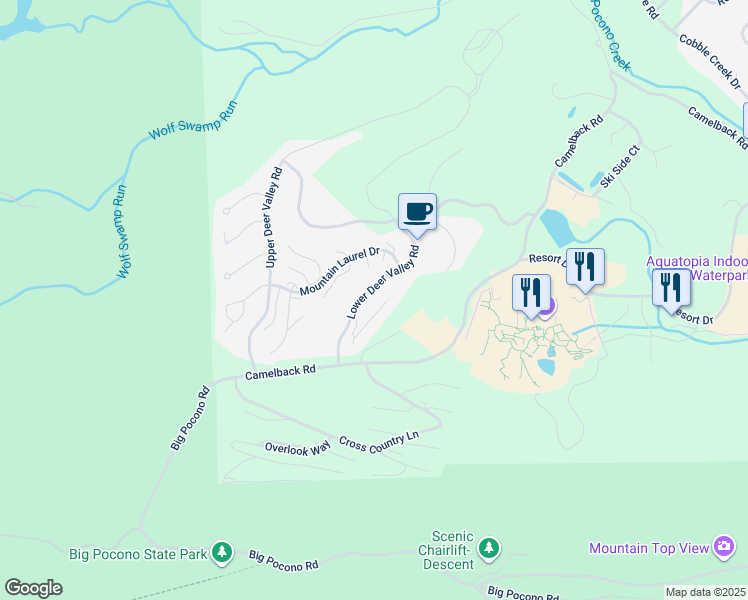 map of restaurants, bars, coffee shops, grocery stores, and more near 460 Spruce Drive in Tannersville