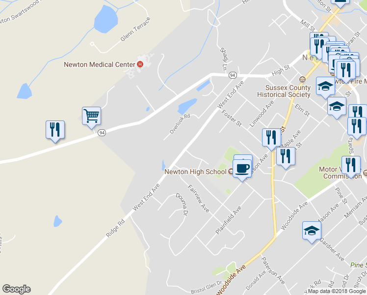 map of restaurants, bars, coffee shops, grocery stores, and more near 89 West End Avenue in Newton
