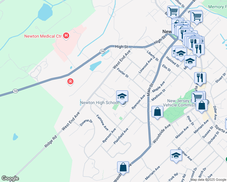 map of restaurants, bars, coffee shops, grocery stores, and more near 70 West End Avenue in Newton