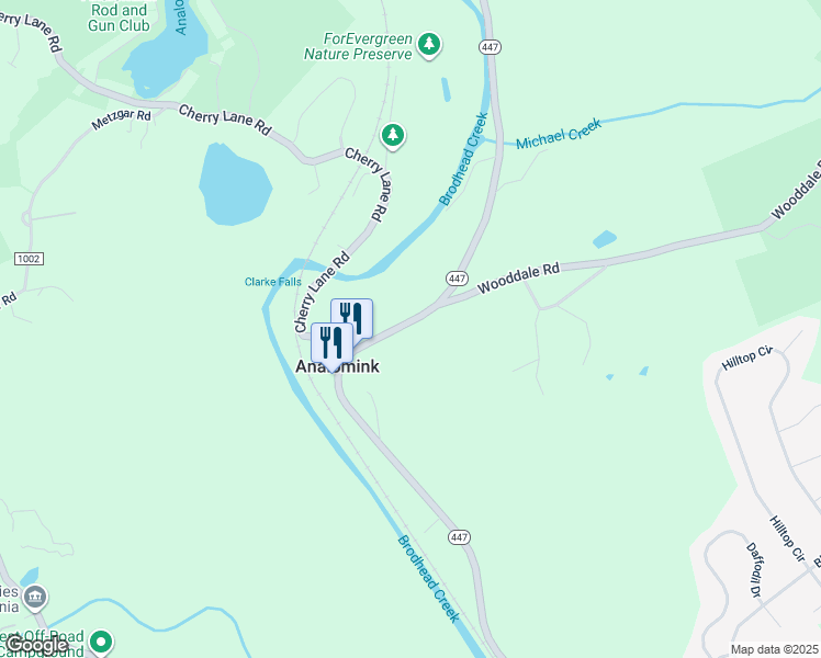 map of restaurants, bars, coffee shops, grocery stores, and more near in Stroudsburg