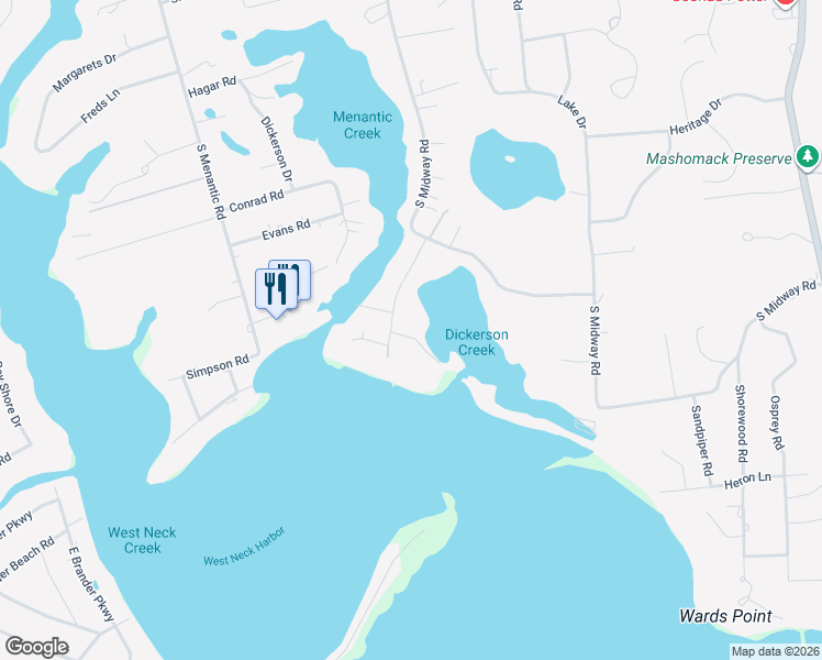 map of restaurants, bars, coffee shops, grocery stores, and more near 1 Ians Lane in Shelter Island