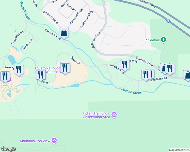 map of restaurants, bars, coffee shops, grocery stores, and more near 20 Ridge Drive in Tannersville