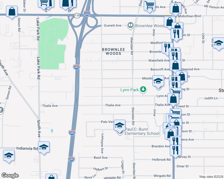 map of restaurants, bars, coffee shops, grocery stores, and more near 1629 Chattanooga Avenue in Youngstown