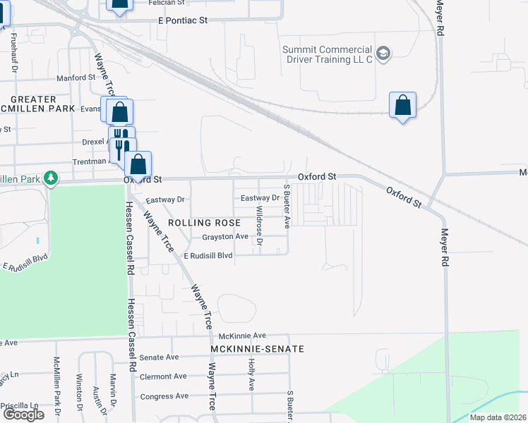 map of restaurants, bars, coffee shops, grocery stores, and more near 3815 Eastway Drive in Fort Wayne
