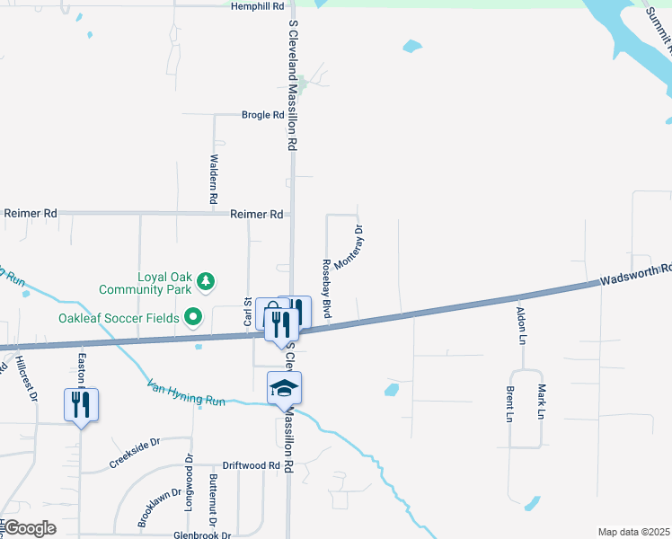 map of restaurants, bars, coffee shops, grocery stores, and more near 3133 Rosebay Boulevard in Norton