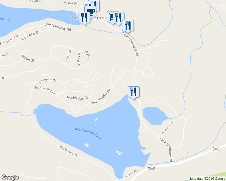 map of restaurants, bars, coffee shops, grocery stores, and more near 67 Ruffed Grouse Court in Lake Harmony