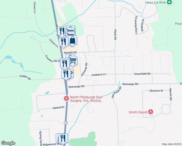 map of restaurants, bars, coffee shops, grocery stores, and more near 274 Ashberry Lane in New Castle