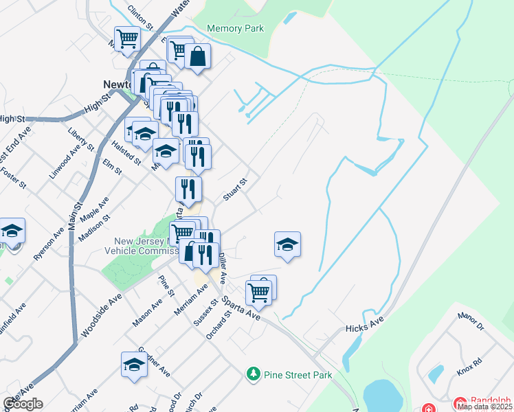 map of restaurants, bars, coffee shops, grocery stores, and more near 41 Hampshire Street in Newton
