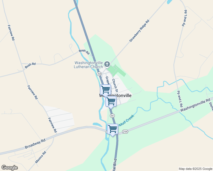 map of restaurants, bars, coffee shops, grocery stores, and more near Grape Alley in Washingtonville