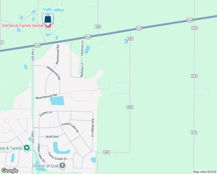 map of restaurants, bars, coffee shops, grocery stores, and more near 16250 Beechwood Road in Findlay