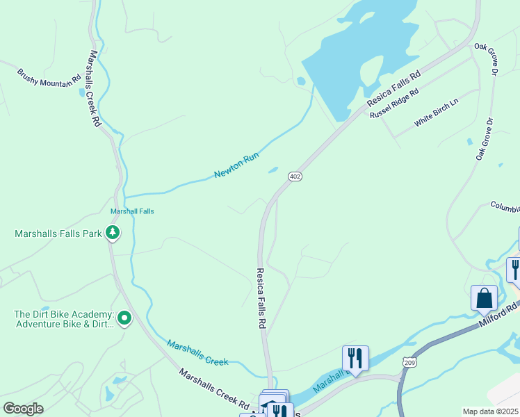 map of restaurants, bars, coffee shops, grocery stores, and more near 15 Newton Run Drive in East Stroudsburg