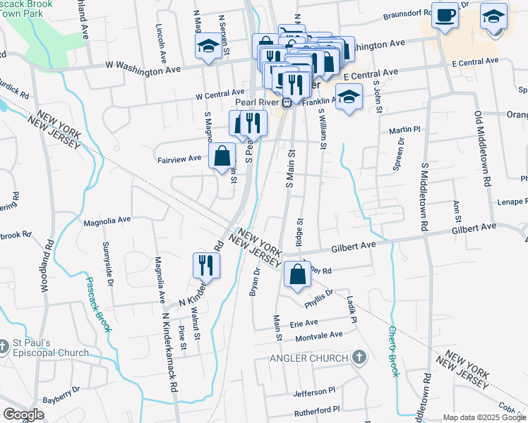 map of restaurants, bars, coffee shops, grocery stores, and more near 21 Sgt Ingram Court in Pearl River