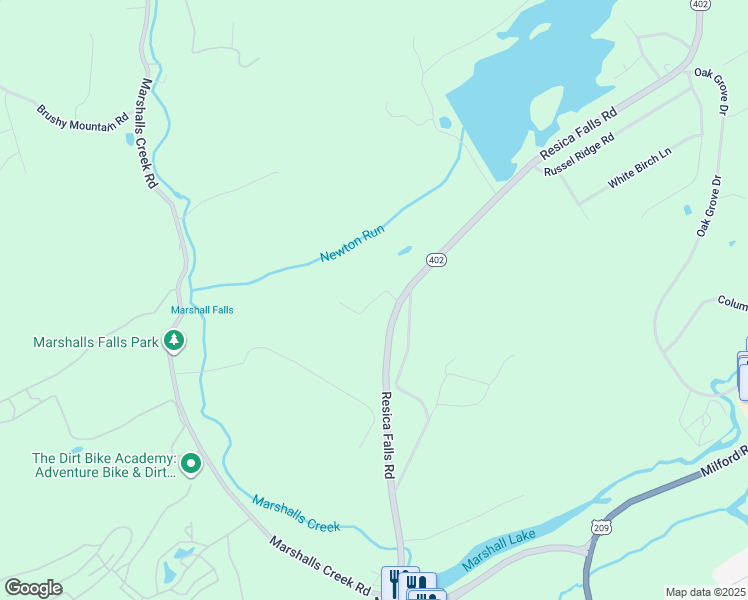 map of restaurants, bars, coffee shops, grocery stores, and more near 15 Newton Run Drive in East Stroudsburg