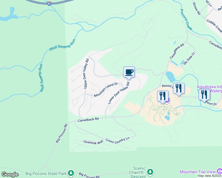 map of restaurants, bars, coffee shops, grocery stores, and more near 452 Maple Court in Tannersville